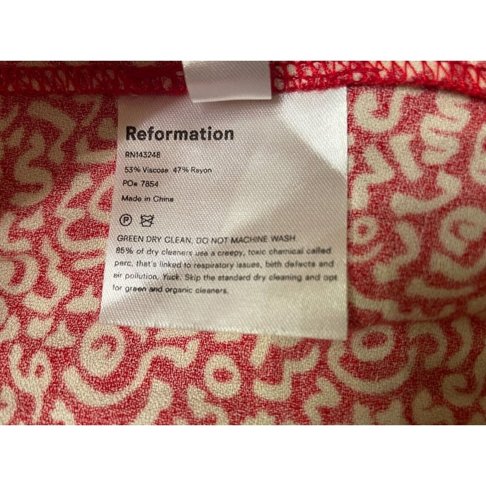 Reformation Yasmin Sundress Flare Mini Dress in Scribble Red Size 10 - Picture 8 of 9